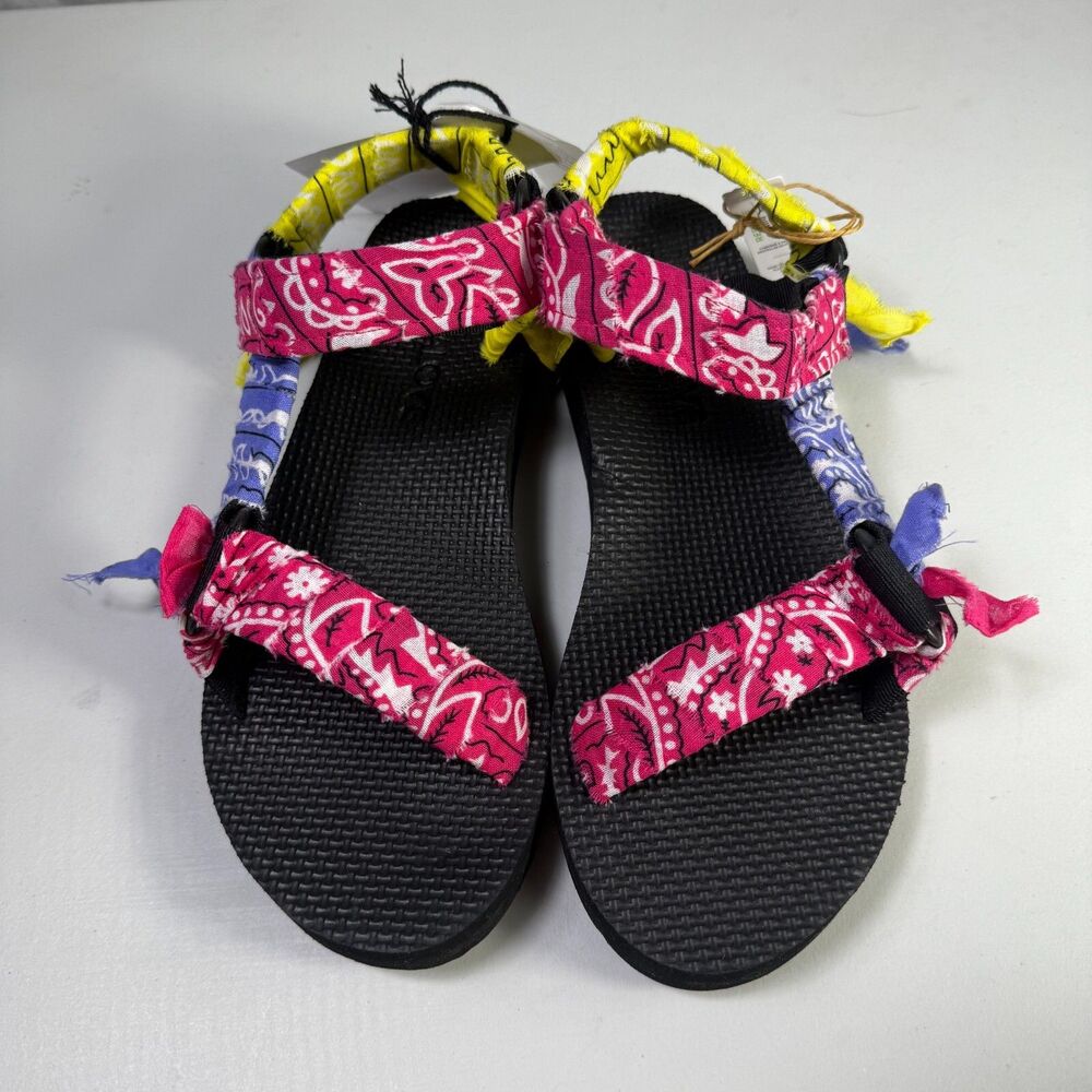 Arizona Love Trekky Bandana Sandals US 8 Multicolor Strappy Boho Eco Friendly - Picture 3 of 7